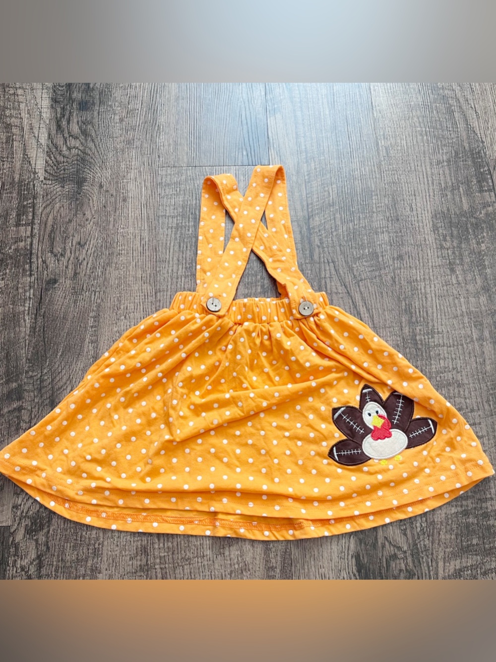 Orange Polka Dot Toddler Girls 18-24 Mths Turkey Suspender Jumper Skirt Turkey